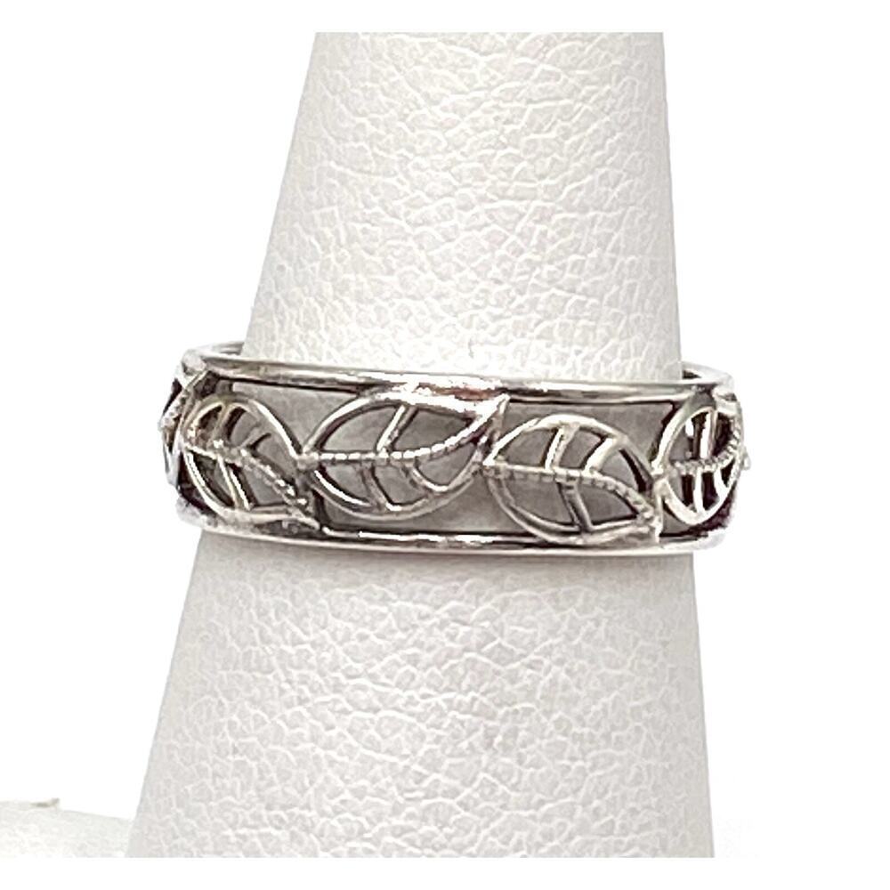 925 RJ Graziano Ring Sterling Silver Leaves Open Work Band 6